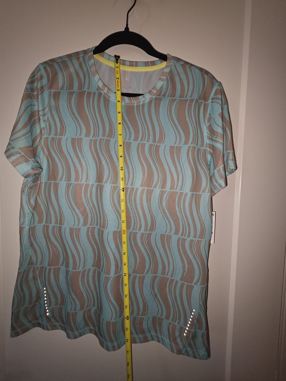 Aqua Wave-Pattern Women's Short Sleeve Shirt XL